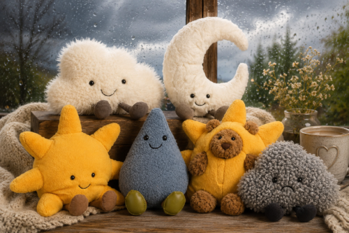 JELLYCAT Amuseables Sun,Bartholomew Bear Sun Outfit,Amuseables Happy Raindrop,Amuseables Cloud,Amuseables Moon,Amuseables Storm Cloud AUTO-WIN
