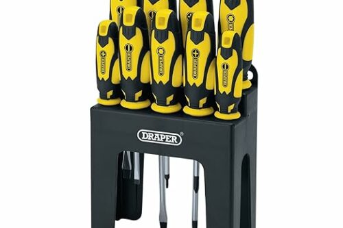Draper 9 -Piece Screwdriver Set | Chrome Vanadium Steel Screwdrivers Set | Soft Ergonomic Grip Handle | Storage Stand | 16728-AUTO WIN 14/06
