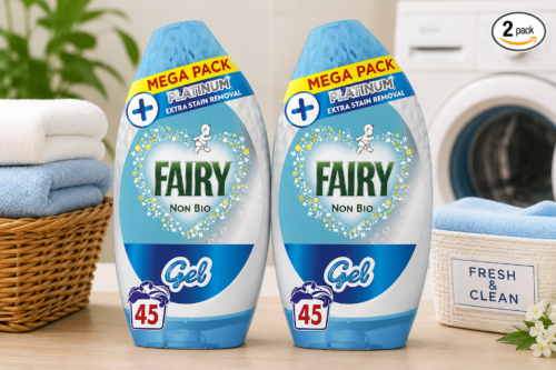 Fairy Non Bio Platinum Laundry Detergent Gel, 45 Washes 1.485 L, Extra Stain Removal, Voted Number 1, For Sensitive Skin (Pack of 2) AUTO-WIN 27/06