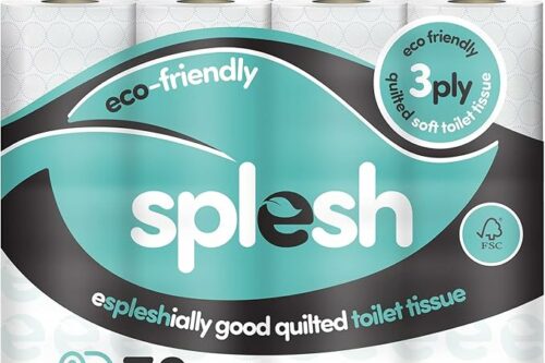 Splesh by Cusheen 3-ply Toilet Roll - Unscented (72 Pack) Soft, Quilted Bulk Toilet Rolls, Toilet Tissue and Loo Rolls – Eco-Friendly Toilet Paper Sustainably Crafted in The UK AUTO-WIN 04/06