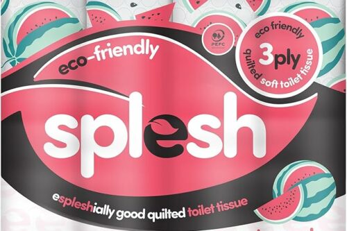 Splesh by Cusheen Toilet Roll 72 Rolls - Watermelon Scent Bulk Family Pack | Soft 3 Ply Quilted Bathroom Tissue Loo Rolls | Eco-Friendly, Sustainable Toilet Paper AUTO-WIN 01/06
