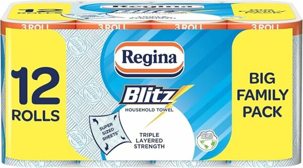 Regina Blitz Household Towels – 12 Triple Layered Rolls-AUTO WIN 13/06