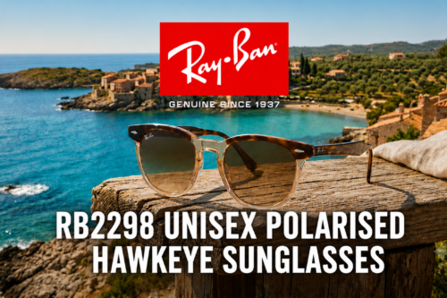 Ray-Ban RB2298 Unisex Polarised Hawkeye Sunglasses, Transparent Havana/Brown-AUTO WIN 27/06