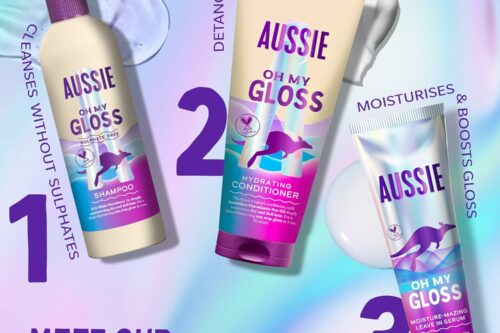 Aussie Oh My Gloss Shampoo & Conditioner Set + Leave in Serum Hair Treatment (300/200/160ml). Moisture & Shine Booster for Dull Hair, with Jojoba, Safflower & Macadamia Nut Oils. Vegan, Cruelty-Free AUTO-WIN 15/06