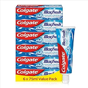 COLGATE MAX FRESH COOLING CRYSTALS TOOTHPASTE, COOL MINT, ANTICAVITY, 10X LONGER LASTING COOLING*, MULTIPACK, 6 PACK, 75ML TUBES-AUTO WIN 06/06