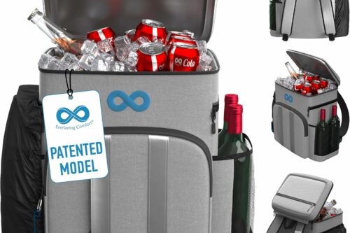 Everlasting Comfort Cooler Backpack - Insulated, Leakproof, Holds 54 Cans/4 Wine Bottles, Cold for 24 Hours - AUTO WIN 25/06