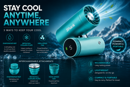 ChillPill 3-in-1 Portable Fan & Mist System Glacier Blue AUTO-WIN 25/06