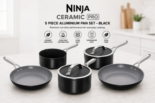 Ninja Ceramic Pro 5 Piece Aluminium Pan Set - Black-AUTO WIN 15/06