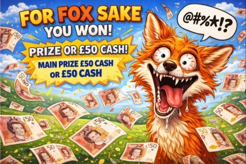 FOR FOX SAKE, YOU WON! PRIZE OR £50 CASH ALT- MAIN PRIZE £50 CASH OR £50 CASH-AUTO WIN 15/06