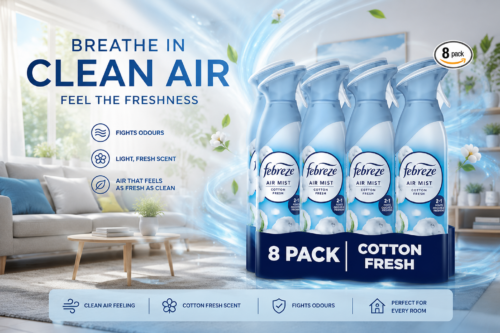 Febreze Air Freshener for Room Spray & Bathroom, Cotton Fresh, 185ML x 8 Packs, Air Fresheners for Home AUTO-WIN 22/06