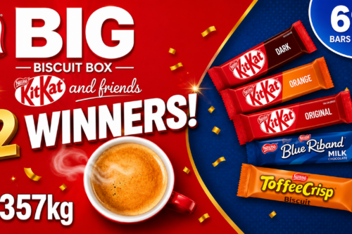 2 WINNERS -NESTLÉ KITKAT AND FRIENDS BIG BISCUIT BOX | 69 X CHOCOLATE BISCUIT BARS – KITKAT, BLUE RIBAND, TOFFEE CRISP AUTO WIN 06/06