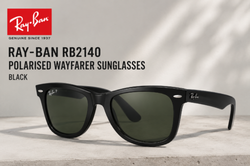 Ray-Ban RB2140 Polarised Wayfarer Sunglasses, Black-AUTO WIN 20/06
