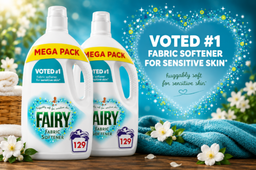 2x Fairy Fabric Softener, Voted No1 for Sensitive Skin, Hypoallergenic, 129 Washes, 3.999l AUTO-WIN 05/06