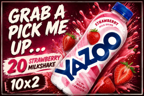 YAZOO Strawberry Milkshake Milk Drink, High in Protein & Calcium, 400 ml (Pack of 10x2)