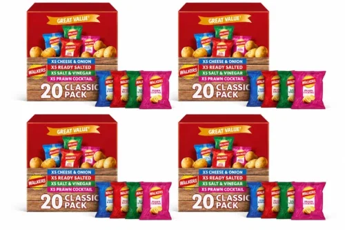 WALKERS CLASSIC VARIETY MULTIPACK CRISPS BOX 20X25G (PACK OF 4) AUTO-WIN 18/06