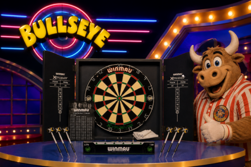 Winmau Dartset Professional Black - Dartboard Cabinet AUTO-WIN 23/06