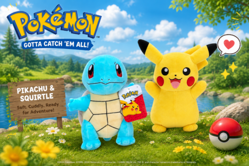 Pokemon Pikachu & Squirtle Soft Toys- AUTO WIN 19/06