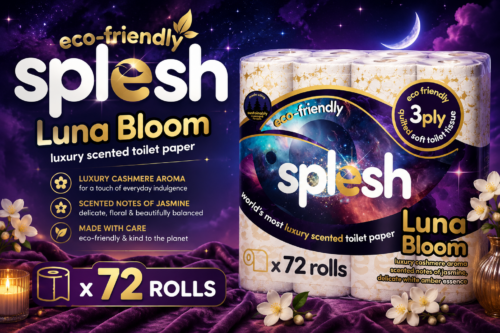 SPLESH BY CUSHEEN TOILET ROLL 72 ROLLS – LUNA BLOOM CASHMERE SCENT WITH WHITE AMBER ESSENCE, BULK FAMILY PACK | SOFT 3 PLY LUXURY BATHROOM TISSUE LOO ROLLS | ECO-FRIENDLY, SUSTAINABLE TOILET PAPER AUTO-WIN 27/07