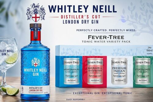 Whitley Neill Distiller's Cut London Dry Gin & Fever-Tree Tonic Water Variety Pack 24x150ml-AUTO WIN 14/08
