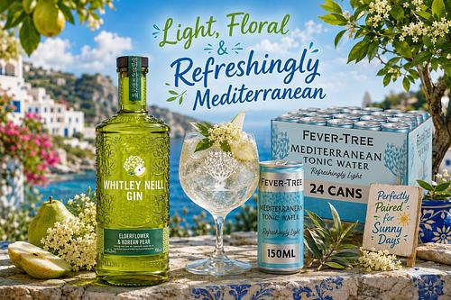 Whitley Neill Elderflower & Korean Pear & Fever-Tree Refreshingly Light Mediterranean Tonic Water-AUTO WIN 16/07