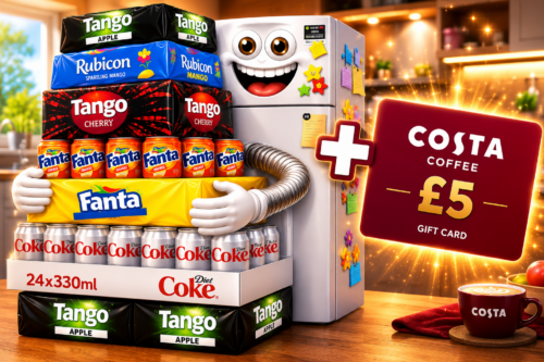 DAILY COFFEE DASH! YOU PICK YOUR FIZZY DRINK 2X 24 X 330 ML-PLUS £5 COSTA GIFT CARD  AUTO WIN 13/07