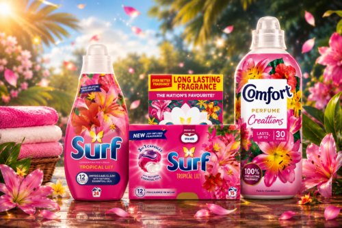 Surf Tropical Lily Laundry 4pc Bundle – Fabric Care Set (Comfort Creations 30w, Liquid 24w, Powder 23w, 3in1 Capsules 15w) – Long Lasting Tropical Floral...