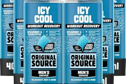 Original Source Men's Workout Recovery Icy Cool Shower Gel, Vegan Shower Gel, Paraben Free Body Shower, 100% Natural Fragrance, Men's Workout, Men's Body Wash, Multipack of 6 x 400ml-AUTO WIN 19/07