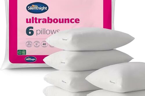 Silentnight Ultrabounce Pillows 6 Pack - Soft Medium Support Comfortable Bouncy Pillows for Stomach, Back and Side Sleepers - Machine Washable and Hypoallergenic Bed Pillows - Pack of 6-AUTO WIN 05/07