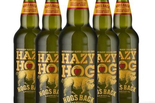 HOGS BACK BREWERY Hazy Hog Cider | Refreshingly Cloudy English Apple Cider with a fine haze | 5.0% ABV | Case of 8 x 500ml | Bottles-AUTO WIN 19/07