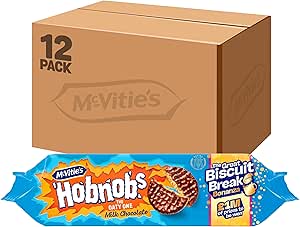 MCVITIE’S CHOCOLATE HOBNOBS BISCUITS, CLASSIC OAT AND CHOCOLATE BISCUITS, 431 G (PACK OF 12)-AUTOWIN 18/07