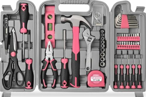 PINK DIY Tool Kit with Household Tools for DIY Tasks- AUTO WIN 31/07