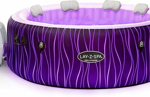 Lay-Z-Spa Hollywood Airjet Hot Tub with Built In LED Light System, 140 AirJet Massage System Inflatable Hot Tub With Freeze Shield Technology, 4-6 Person-12/07