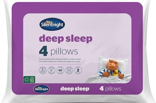 SILENTNIGHT DEEP SLEEP PILLOWS 4 PACK – MEDIUM SUPPORT BED PILLOWS FOR SIDE, FRONT, STOMACH AND BACK SLEEPERS COMFORTABLE – MACHINE WASHABLE AND HYPOALLERGENIC – PACK OF 4, WHITE-AUTO WIN 18/07