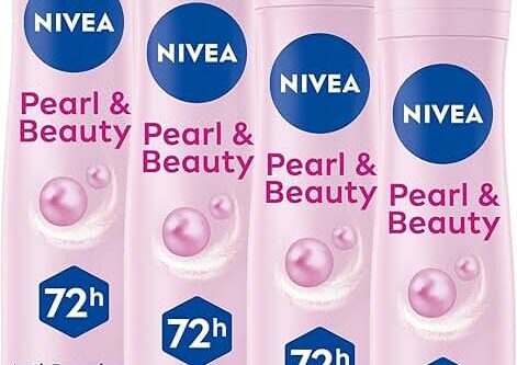 2 WINNERS- NIVEA Pearl & Beauty Anti-Perspirant Deodorant Spray (150ml), Women's Deodorant with 48H Sweat and Odour Protection, Anti-Perspirant Spray for Women with Pearl Extracts (Pack of 4)-AUTO WIN -11/07