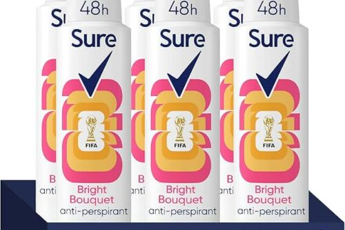 2X Sure Women Bright Bouquet Deodorant Body Spray Antiperspirant with a strawberry, apricot & vanilla fragrance and 48 hour sweat and odour protection 150 ml, Pack of 6 -AUTO WIN