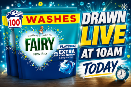 Drawn Live At 10am Today Fairy Non Bio Platinum Washing Liquid Pods, Voted No1 for Sensitive Skin, 100 Washes 17/07