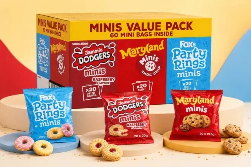 FOX MINI BISCUIT VARIETY PACK 60 COUNT – JAMMIE DODGERS, MARYLAND CHOC CHIP & PARTY RINGS MINIS – INDIVIDUALLY WRAPPED SNACK PACKS – KIDS LUNCHBOX, PARTY & BULK BISCUITS UK AUTO-WIN 27/07