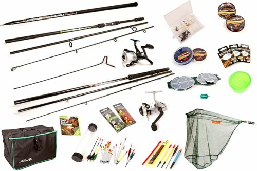 Complete Fishing Set - 2 x Rod (Carp & Float) & 1 x Pole / 2 x Reel/Line/Net/End Tackle/Bait & Fishing Guide/Carry All Bag - Ideal Starter Introduction Kit-AUTO WIN 09/07