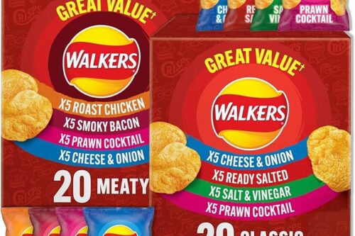 Walkers Crisps Variety Family Pack Multipack Bundle Classic Box 20 x 25g & Meaty Box 20 x 25g - 40 Bags in Total-AUTO WIN 01/08