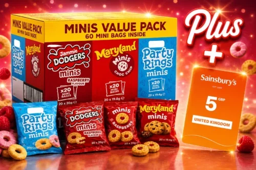 DAILY LUNCH DASH! FOX MINI BISCUIT VARIETY PACK 60 COUNT – JAMMIE DODGERS, MARYLAND COOKIES & PARTY RINGS MINIS – INDIVIDUALLY WRAPPED BISCUIT SNACK PACKS FOR LUNCHBOXES AUTO-WIN 03/07