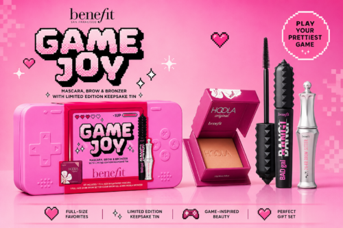 Benefit GameJoy Mascara, Brow and Bronzer with Limited Edition Keepsake Tin Makeup Gift Set- AUTO WIN 01/09