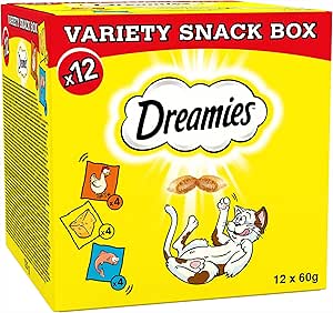 DREAMIES – CAT TREATS – 12 X 60G – MULTIPACK BISCUITS – VARIETY SNACK BOX – 12 POUCHES-AUTO WIN 18/07