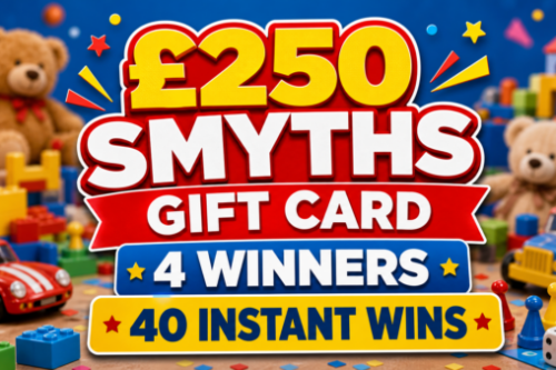 £250 SMYTHS GIFT CARD- 4 WINNERS- 40 INSTANT WINS- AUTO WIN 31/07