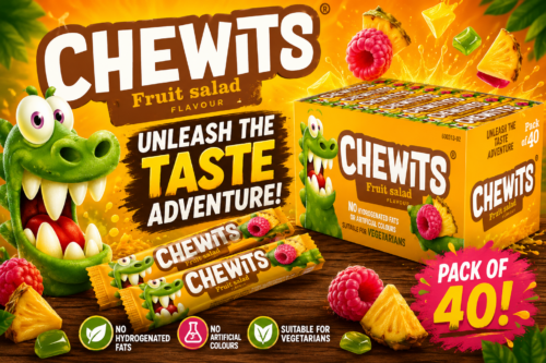 Chewits Sweets - Fruit Salad Chewy Sweets Multipack - Bulk Box 40 Sticks Individually Wrapped - Made with Real Fruit Juice - Vegetarian, No Artificial Colours - Classic British Sweet AUTO-WIN 27/07