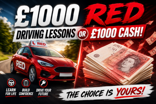 £1000 RED DRIVING LESSONS Or £1000 CASH! AUTO WIN 24/07