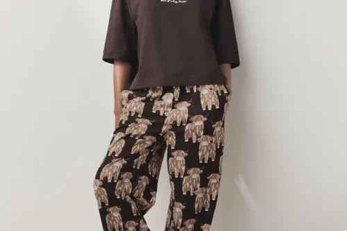 Chocolate Brown Hamish The Highland Cow Short Sleeve Pyjamas-AUTO WIN 14/07
