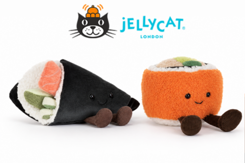 JELLYCAT Amuseables Coneroi Temaki and Amuseables Codhi Californian Roll AUTO-WIN 04/07