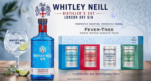 Whitley Neill Distiller's Cut London Dry Gin & Fever-Tree Tonic Water Variety Pack 24x150ml-AUTO WIN 25/07