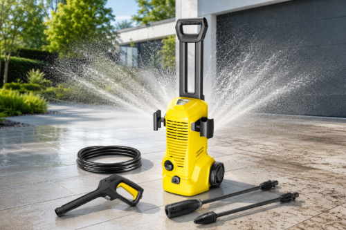 Kärcher high-pressure washer K 2, pressure: max. 110 bar, flow rate: 360 l/h, area: 20 m²/h, weight: 4.2 kg, high-pressure gun, high-pressure hose, dirt blaster AUTO-WIN 24/07