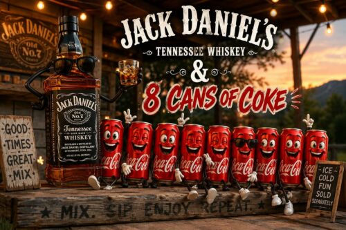 JACK DANIEL'S TENNESSEE WHISKEY & 8 CANS OF COKE-AUTO WIN 13/08